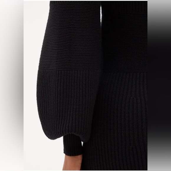STAUD dress Marylebone balloon sleeve ribbed knit mini dress NWT black S $245- - Picture 5 of 12
